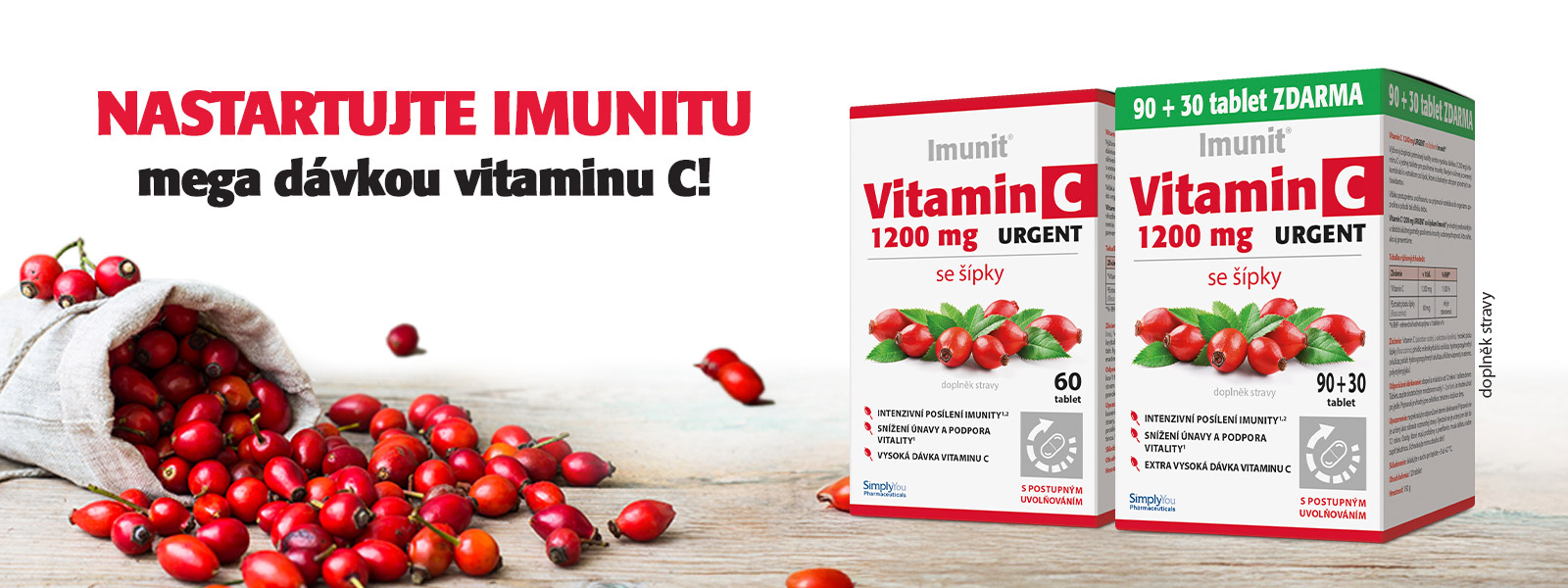 Imunit® Vitamin C 1200 mg URGENT se šípky